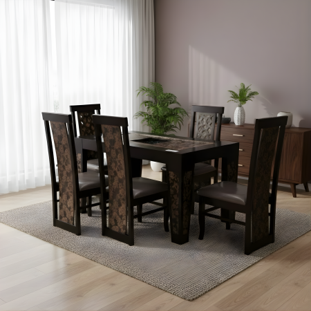 Flower Diningbrown6 chairs