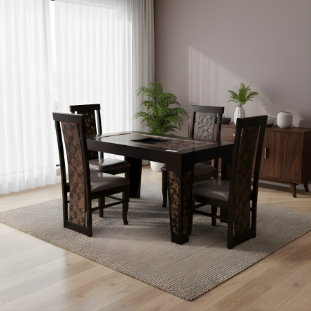 Flower Diningbrown4 chairs