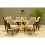 Gold Base Border Onyx Dining Set