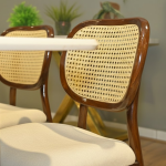 Cane Model Dining  Set With Inlay Marble