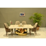 Gold Base Border Onyx Dining Set